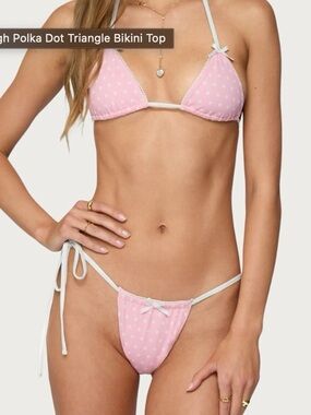 Edikted Pink Polka Dot Triangle Bikini